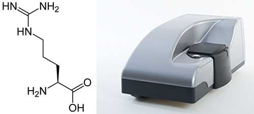 Left: The structure of arginine; Right: The Zetasizer Nano ZSP.