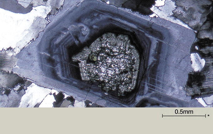 Zonal structure of Plagioclase in quartz diorite. *Scales Indicate actual size of samples