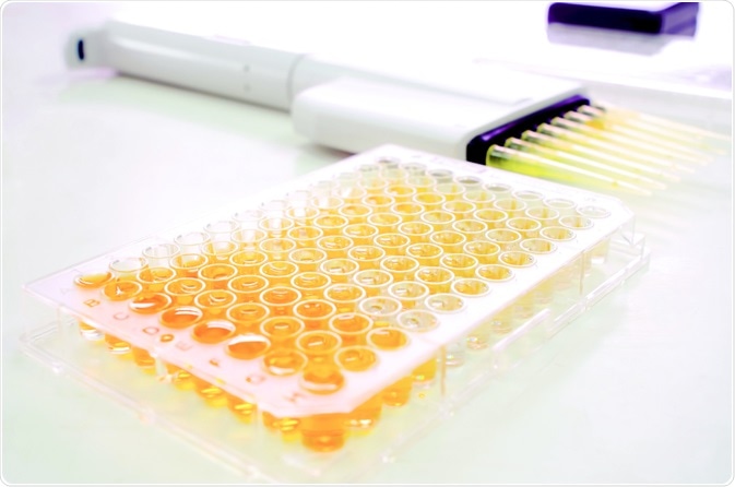 A microtiter plate used in high-throughput screening (HTS) By Choksawatdikorn