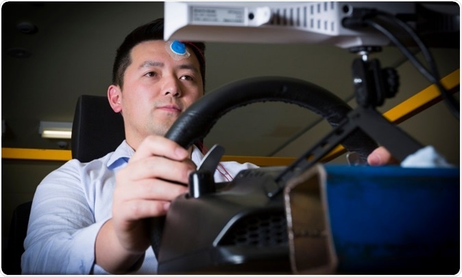 Lead author, PhD researcher Neng Zhang, in the virtual simulator.