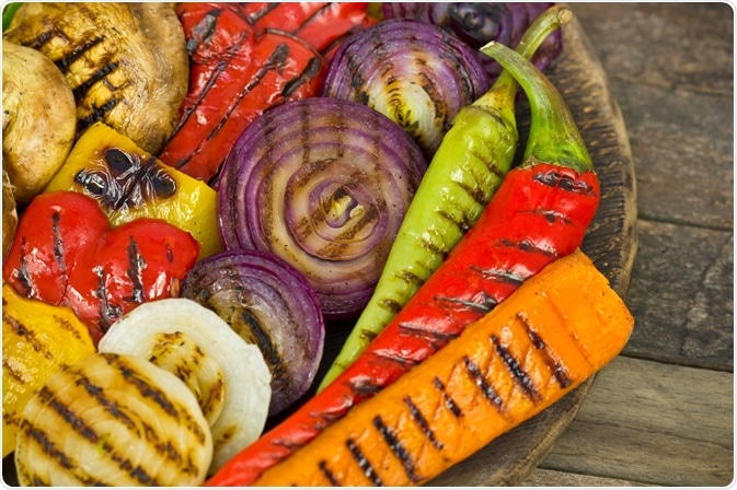 Grilled vegetables that have undergone the Maillard reaction