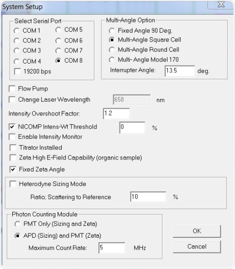 System Setup settings