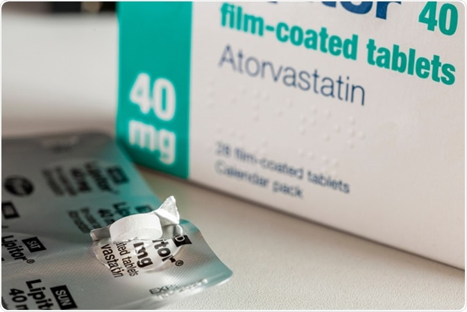 Atorvastatin statin medication prescribed to reduce choleserol. Image Credit: riccar / Shutterstock