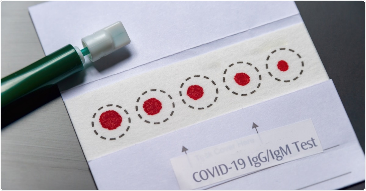 Dry blood spots on a collection card for Covid-19 IgG/IgM antibody screening. Image Credit: Marc Bruxelle / Shutterstock