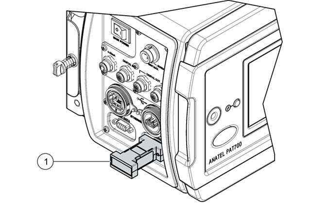 PAT700 direct conductivity analyzer meter accuracy can be verified using external resistor as per the requirements of USP<645/>. Item 1 indicated in the illustration represents the external calibration resistor.