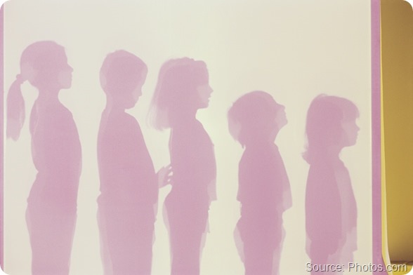 Silhouette of children progressing in height