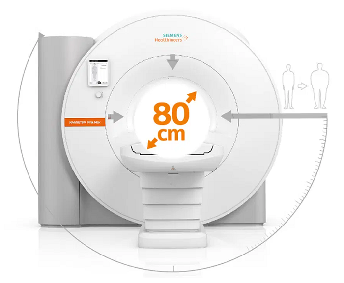 Extra wide bore with 80 cm.