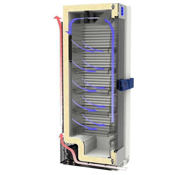 B51 blood bank refrigerator for compact, secure blood storage
